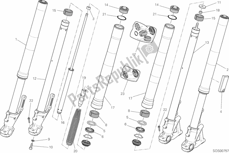 All parts for the Front Fork of the Ducati Scrambler Icon Brasil 803 2018